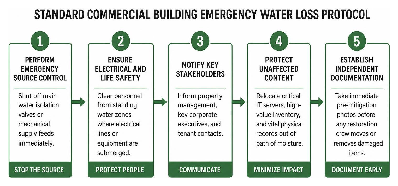 Standard commercial building emergency water loss protocol Standard commercial building emergency water loss protocol