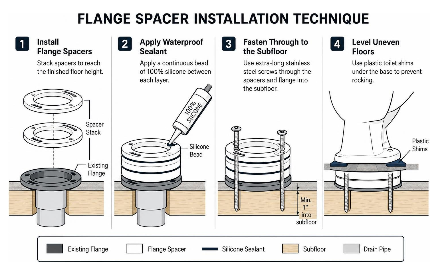 Flange spacer installation technique Flange spacer installation technique
