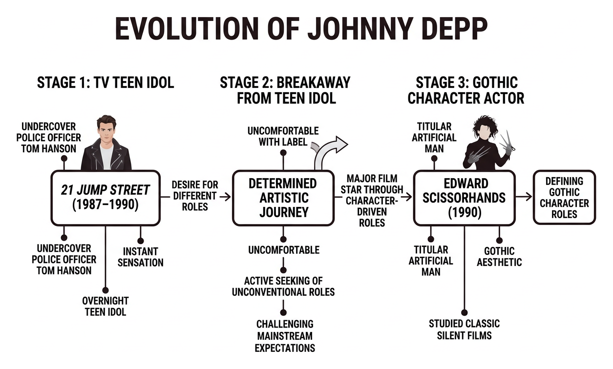 Evolution of Johnny Depp from TV teen idol to gothic character actor Evolution of Johnny Depp from TV teen idol to gothic character actor
