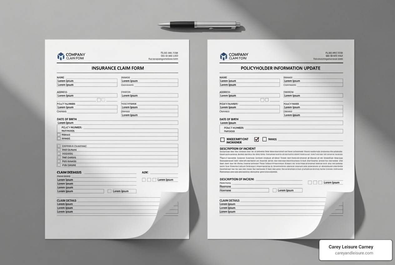 two insurance documents side-by-side, one labeled "PIP" and the other "Bodily Injury" - Accident lawsuit lawyer