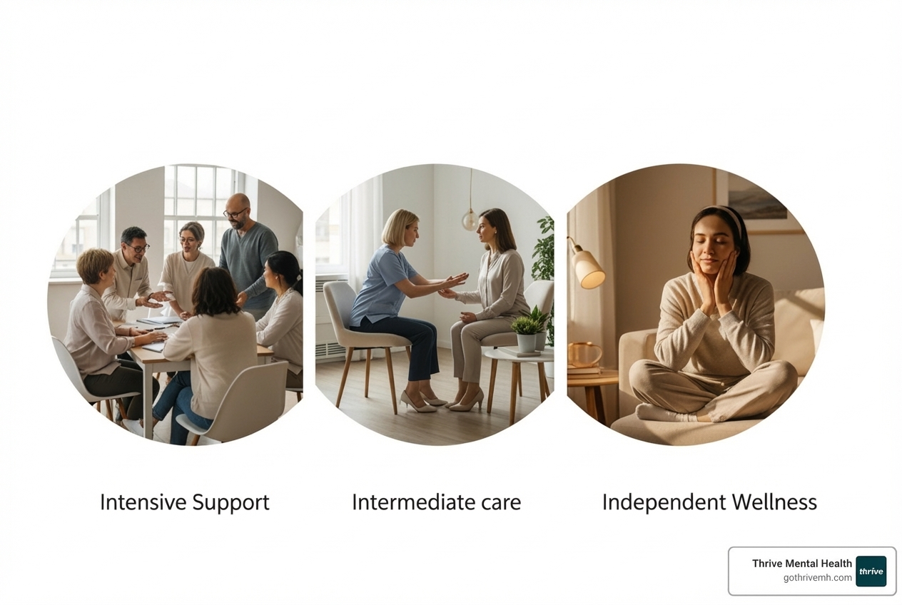 Diagram of mental health care levels - Fort Wayne, IN mental health services.
