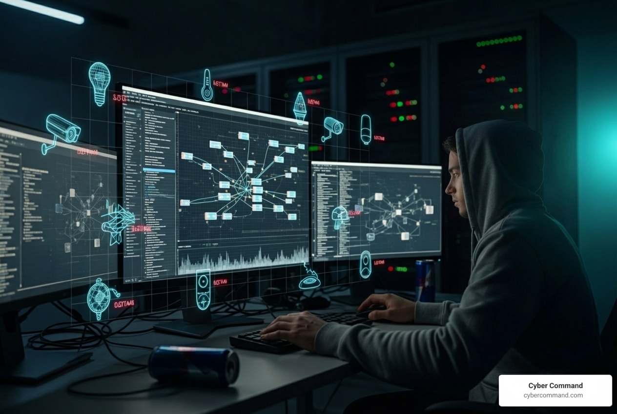 Hacker targeting insecure IoT devices - iot and network security