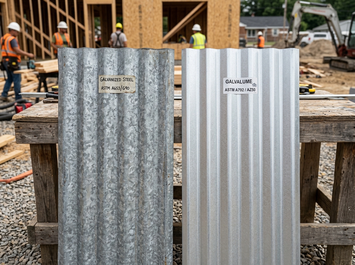 comparison of galvanized vs. galvalume panel textures and finishes - corrugated metal cladding