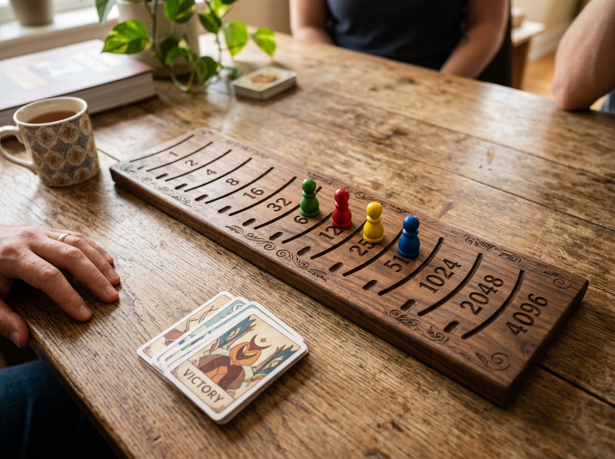 Graphic showing a scoring track where points increase exponentially as sets grow - Set collection mechanics