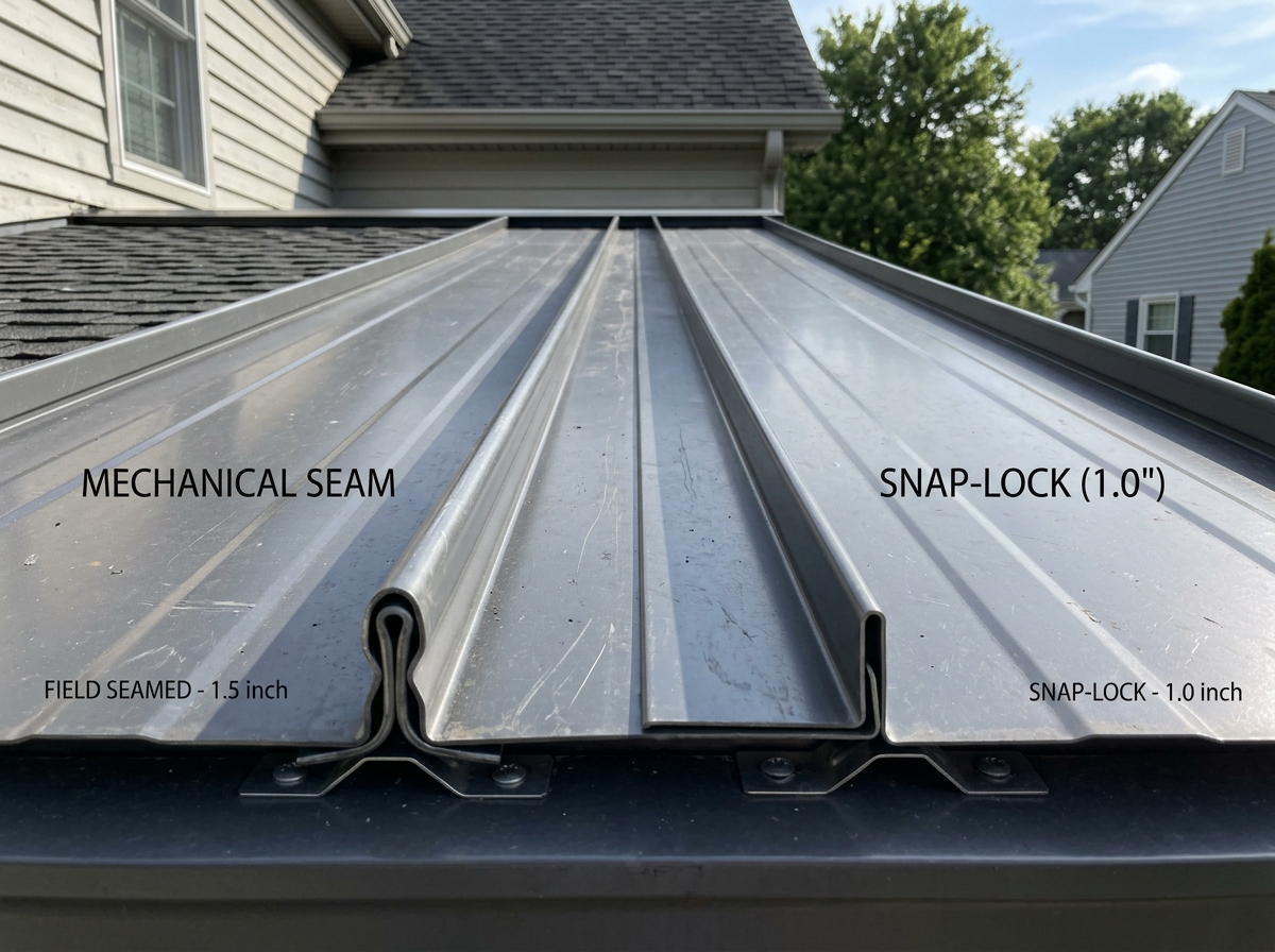 Various metal roofing profiles including snap-lock and mechanical seam - standing seam metal roofing Various metal roofing profiles including snap-lock and mechanical seam - standing seam metal roofing