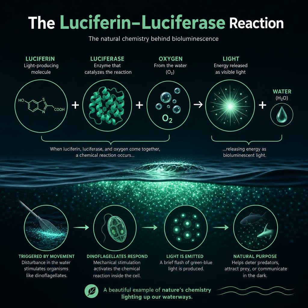 luciferin and luciferase chemical reaction infographic