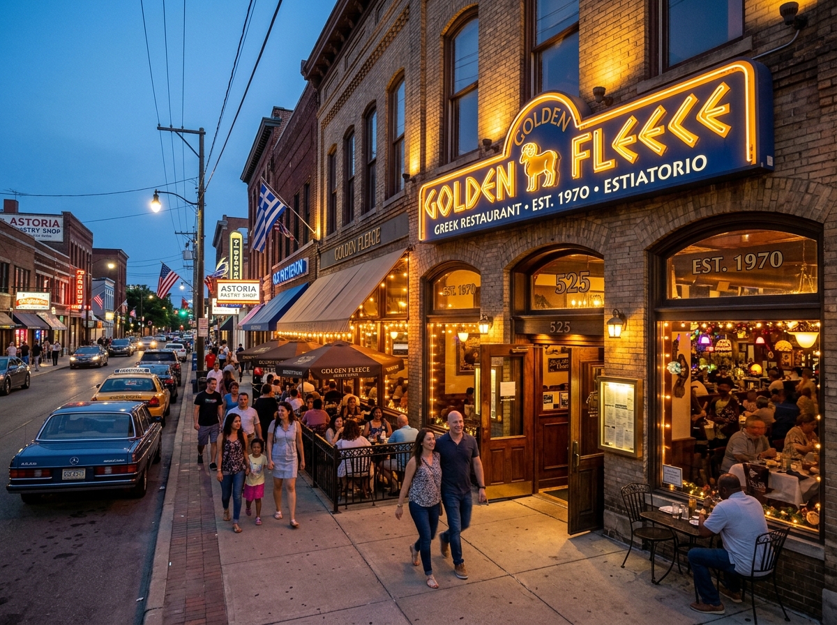 Exterior of Golden Fleece restaurant in Greektown Detroit - greektown michigan restaurants