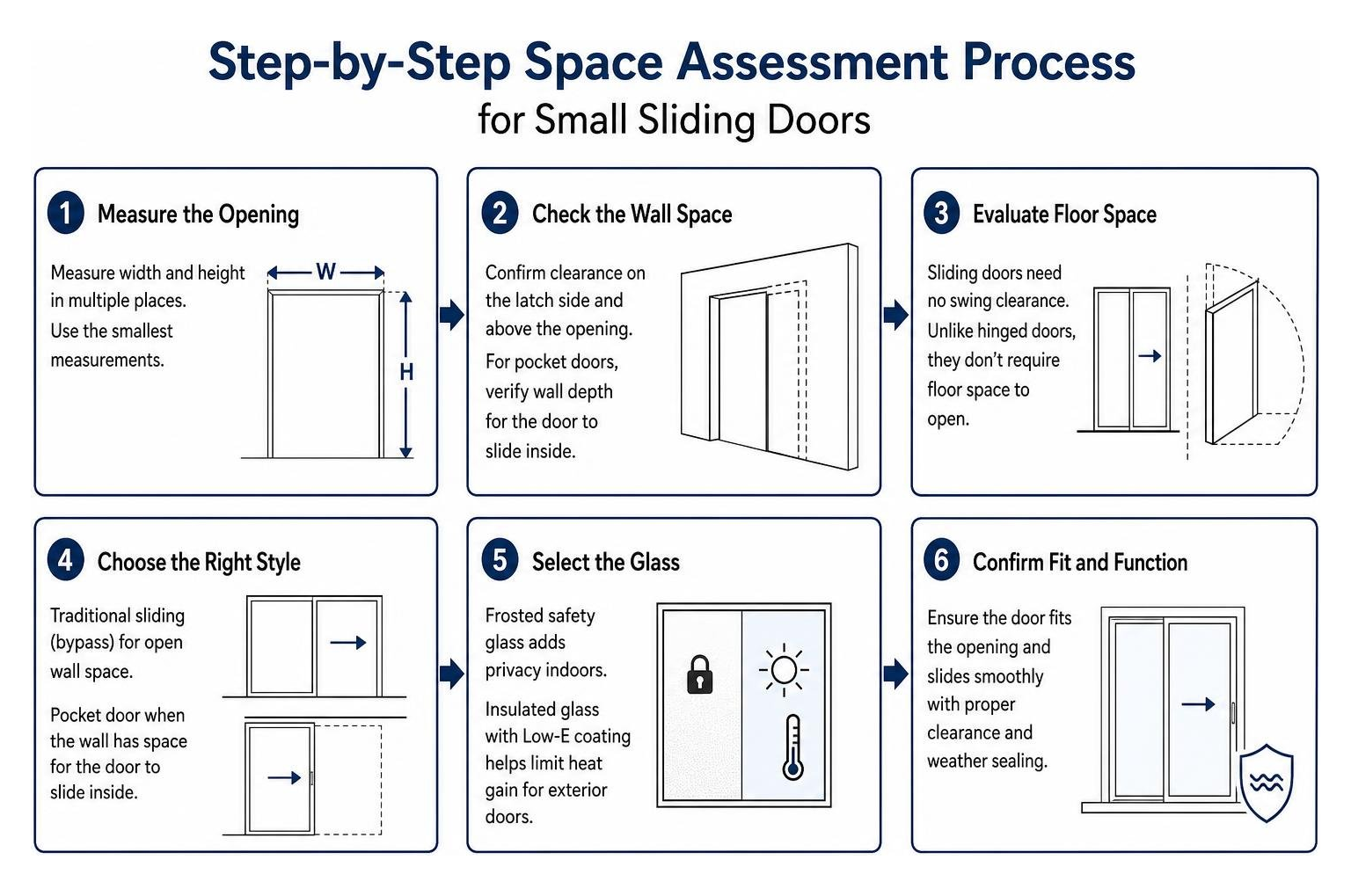 Step-by-step space assessment process for small sliding doors Step-by-step space assessment process for small sliding doors