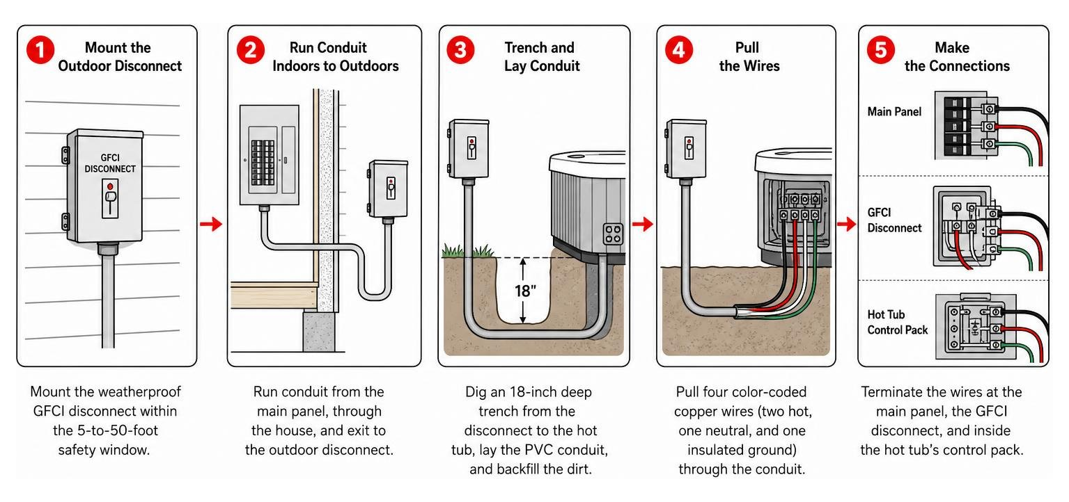 step by step 32 amp hot tub electrical installation process flow diagram step by step 32 amp hot tub electrical installation process flow diagram