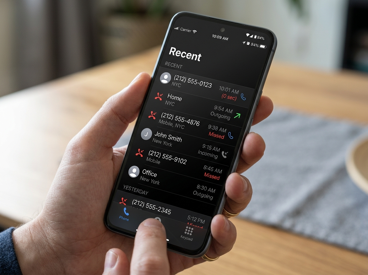 One-ring call log on a mobile device showing multiple missed calls from 212 numbers - 212 area code scam One-ring call log on a mobile device showing multiple missed calls from 212 numbers - 212 area code scam