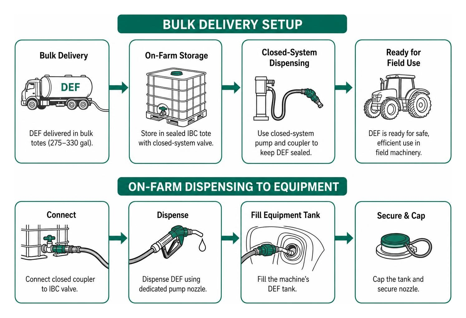 Bulk delivery and on-farm dispensing setups for field machinery Bulk delivery and on-farm dispensing setups for field machinery