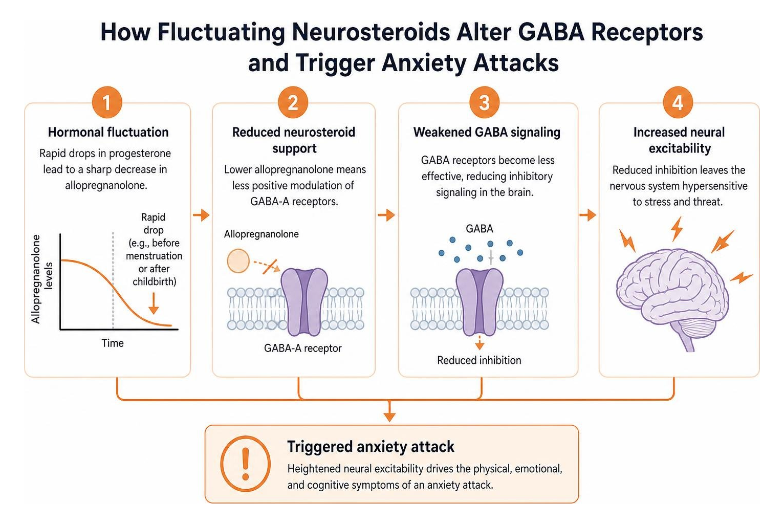 How fluctuating neurosteroids alter GABA receptors and trigger anxiety attacks How fluctuating neurosteroids alter GABA receptors and trigger anxiety attacks