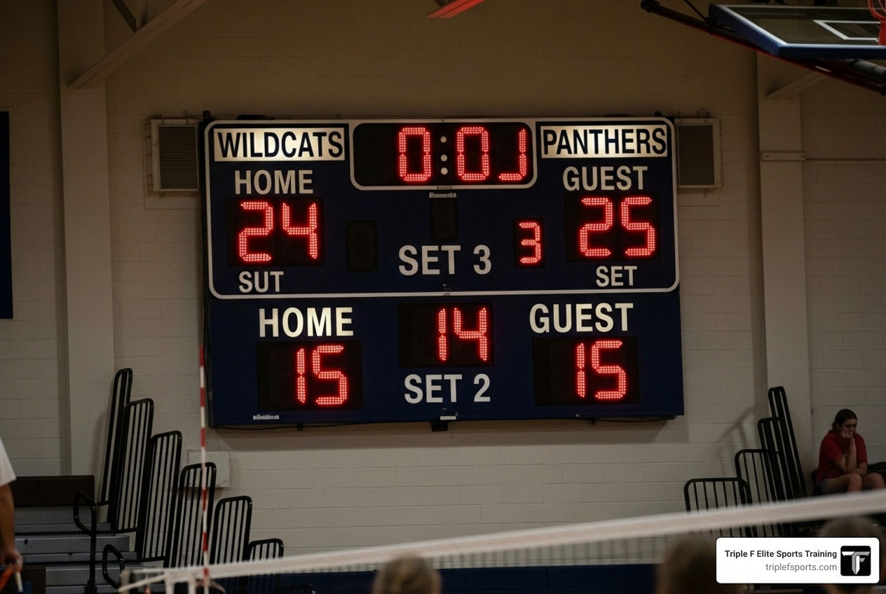 scoreboard showing a close game between two rival high school teams - Girls high school volleyball scoreboard showing a close game between two rival high school teams - Girls high school volleyball