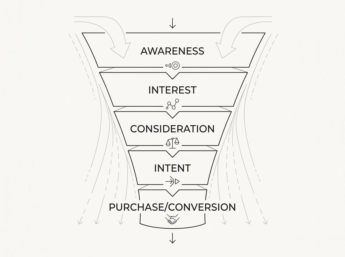 diagram of an optimized sales funnel showing clear stages and minimal leakage - revenue growth strategy diagram of an optimized sales funnel showing clear stages and minimal leakage - revenue growth strategy