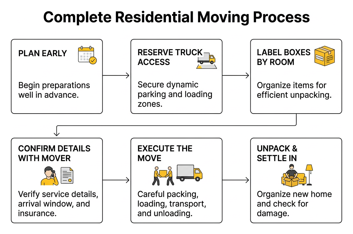 Timeline of the complete residential moving process