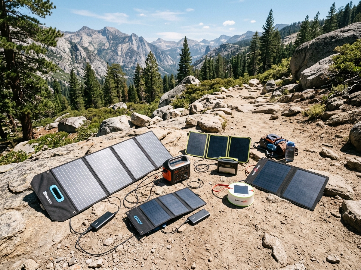Various battery sizes and solar panel configurations for outdoor use - small solar battery pack