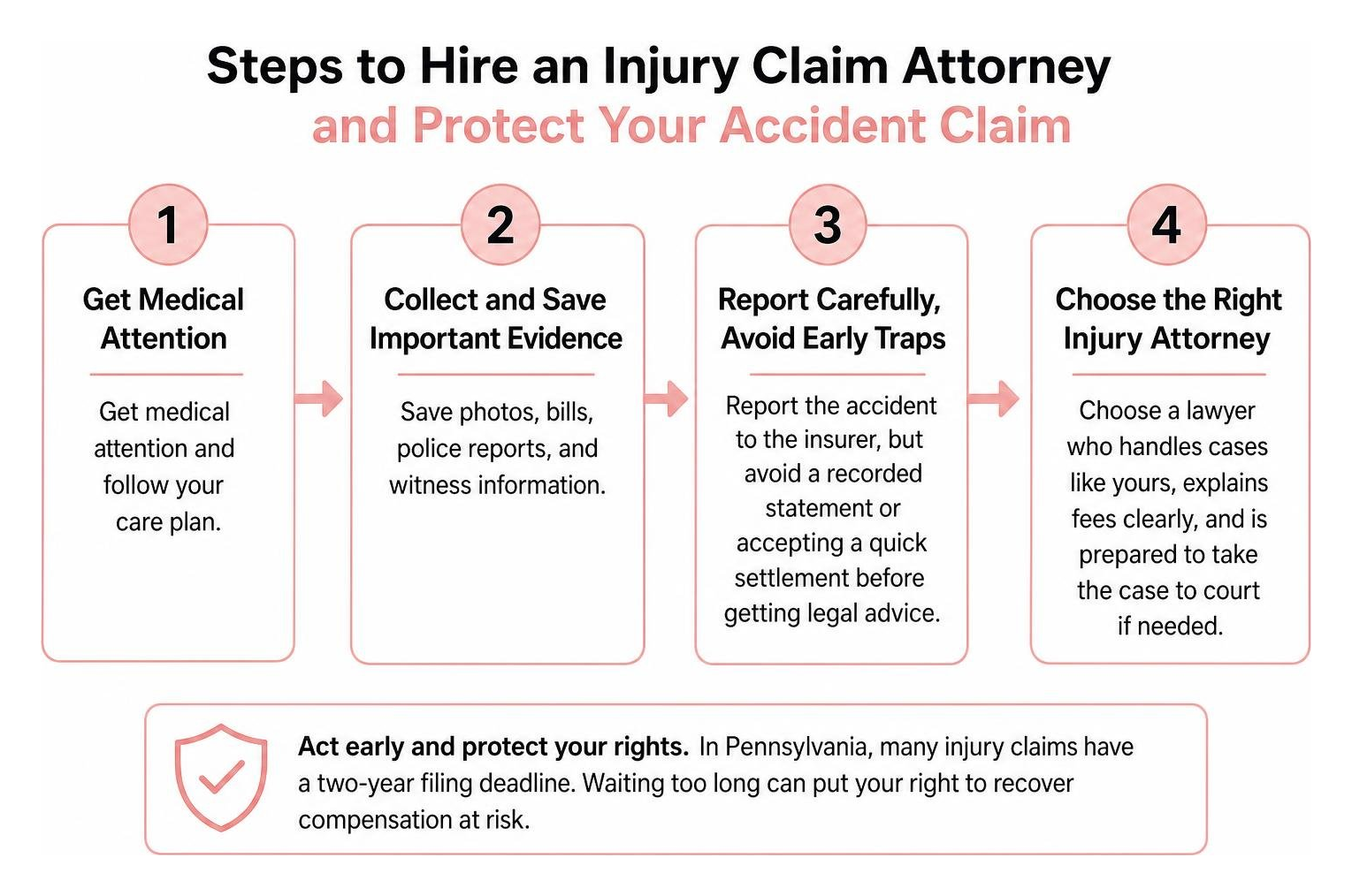 Steps to hire an injury claim attorney and protect an accident claim Steps to hire an injury claim attorney and protect an accident claim