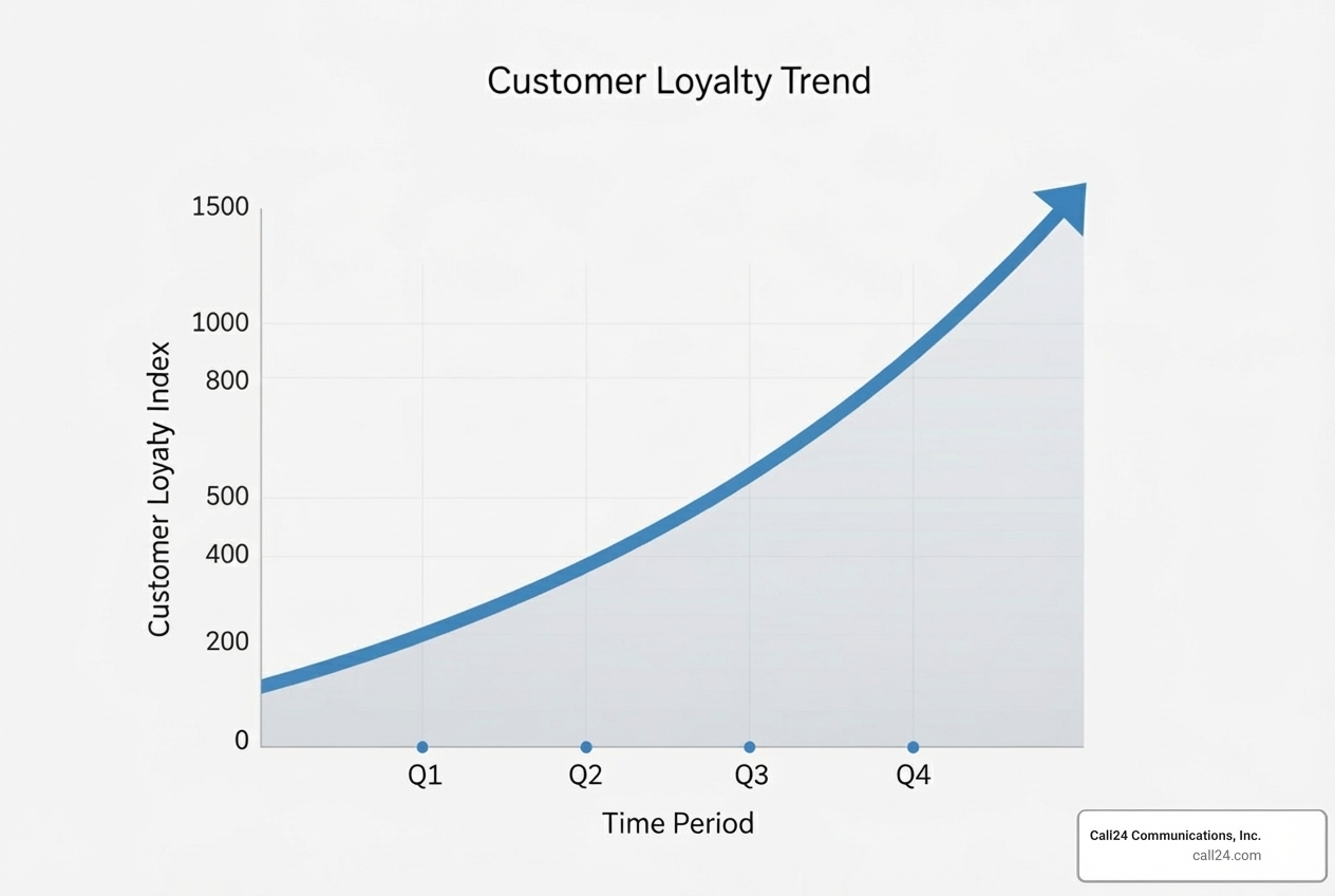 chart showing a rising customer loyalty score - 24/7 customer service