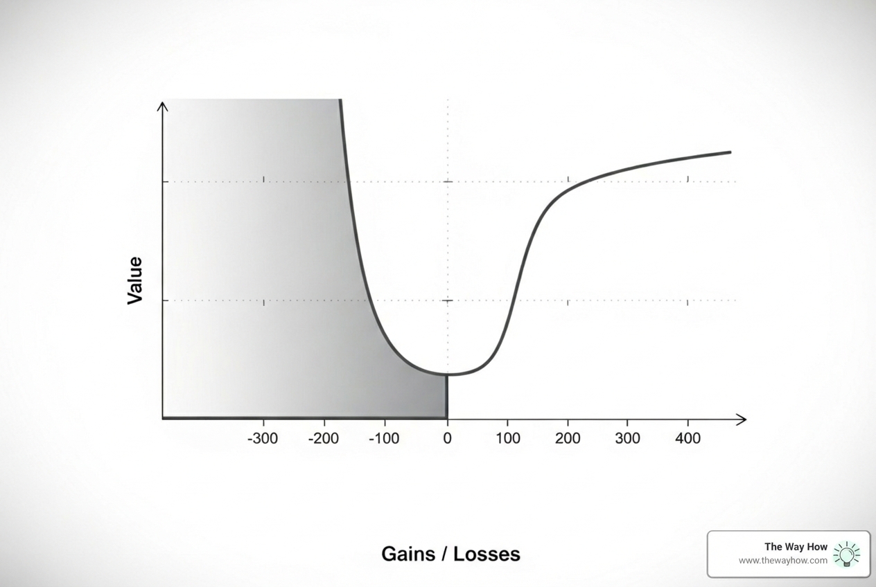 chart showing a steep downward curve for losses and a shallower upward curve for gains - Loss aversion marketing