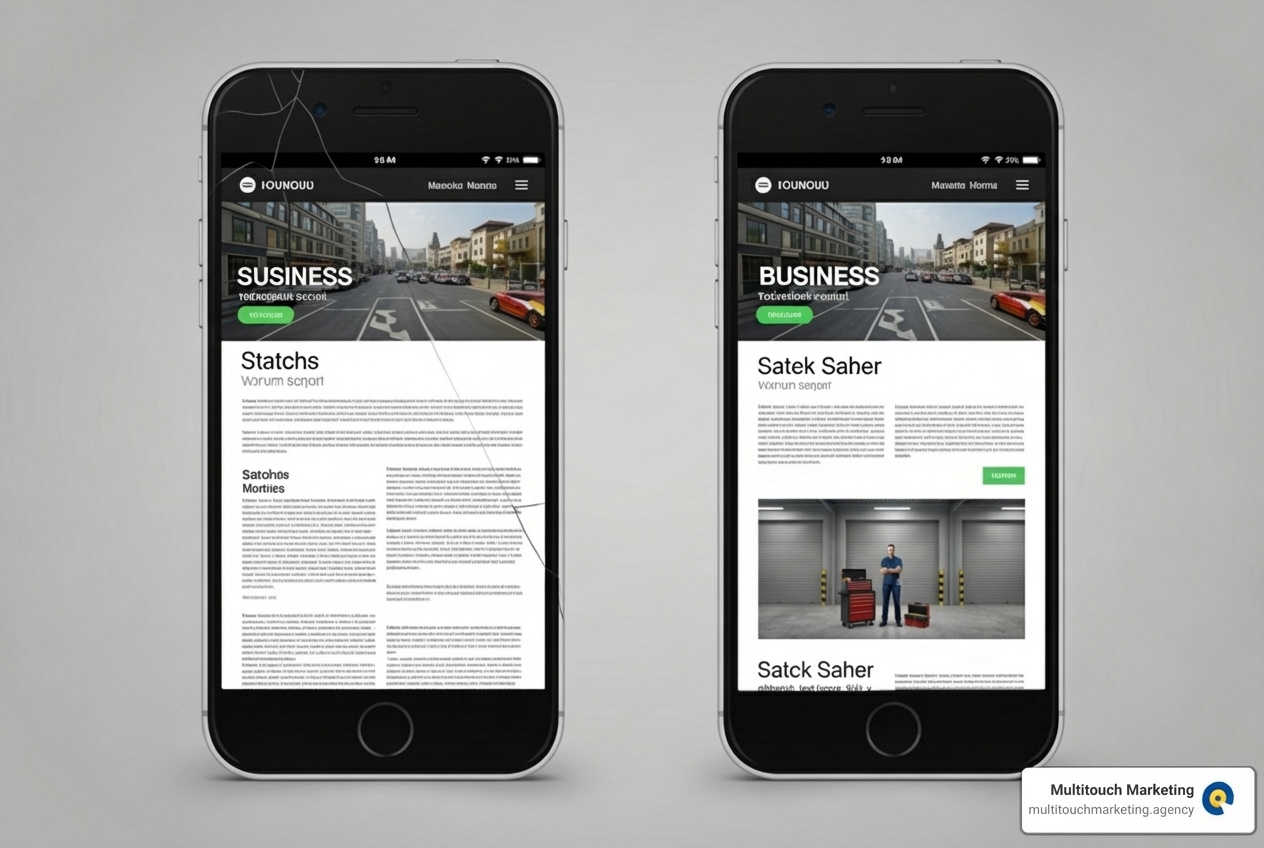 comparing a frustrating non-responsive mobile site with a clean, responsive one - responsive web design for your business comparing a frustrating non-responsive mobile site with a clean, responsive one - responsive web design for your business