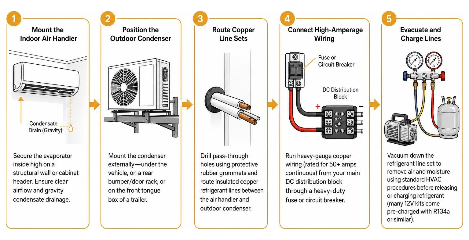 Key installation steps for direct DC split air conditioner