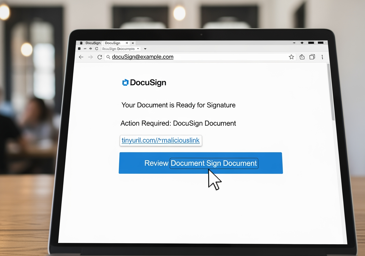 Comparison of a legitimate DocuSign email versus a fake DocuSign phishing email, highlighting differences in sender, logo, links, and overall design. - docusign email scam