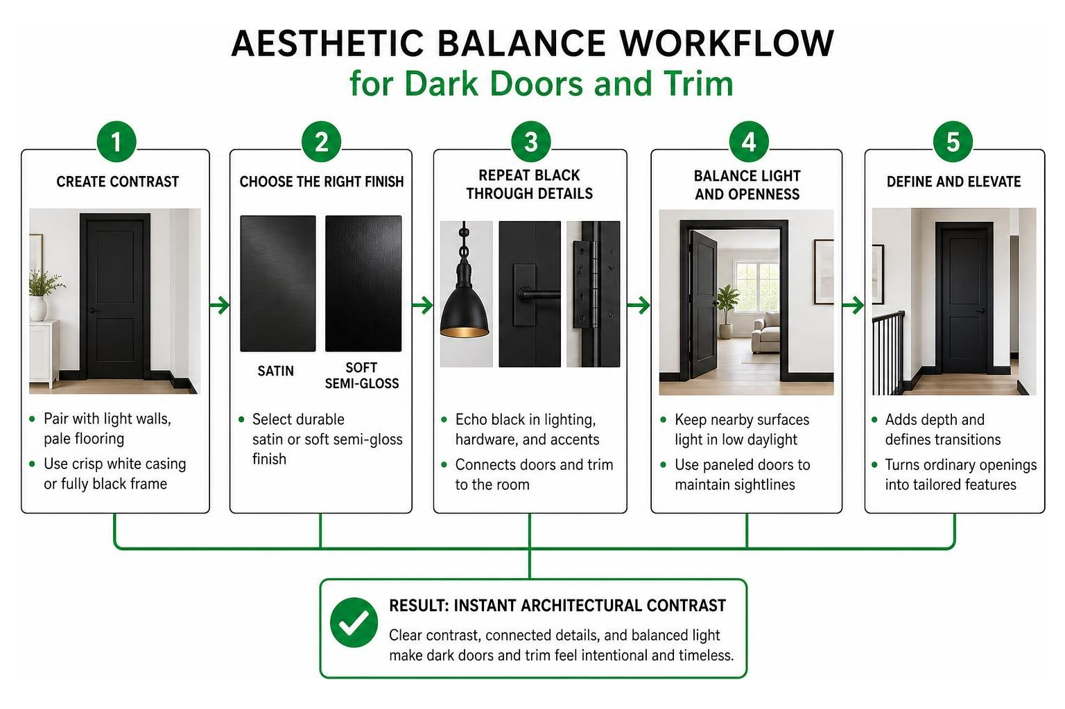 Aesthetic balance workflow for dark doors and trim