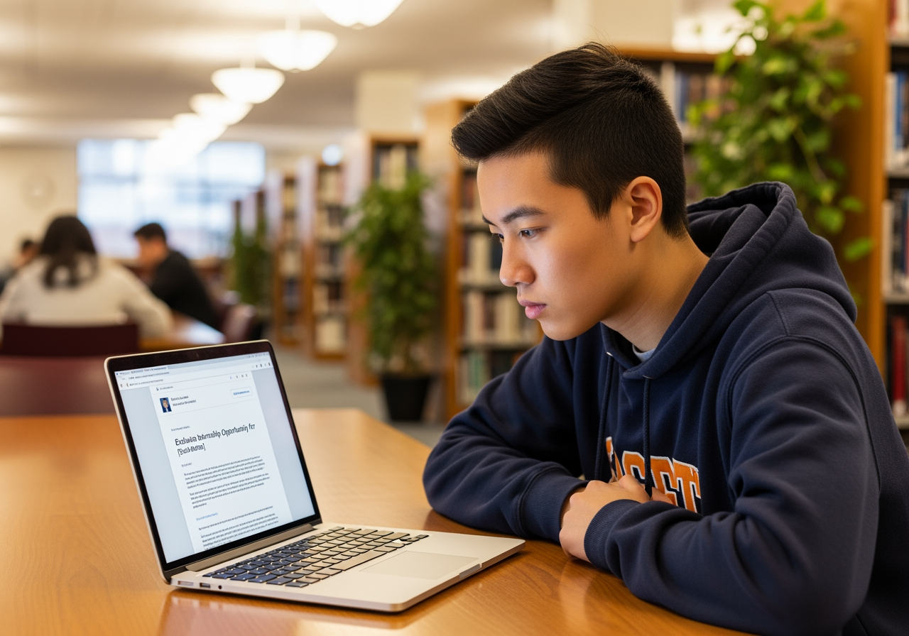 Student looking at a personalized email on a laptop - pr part