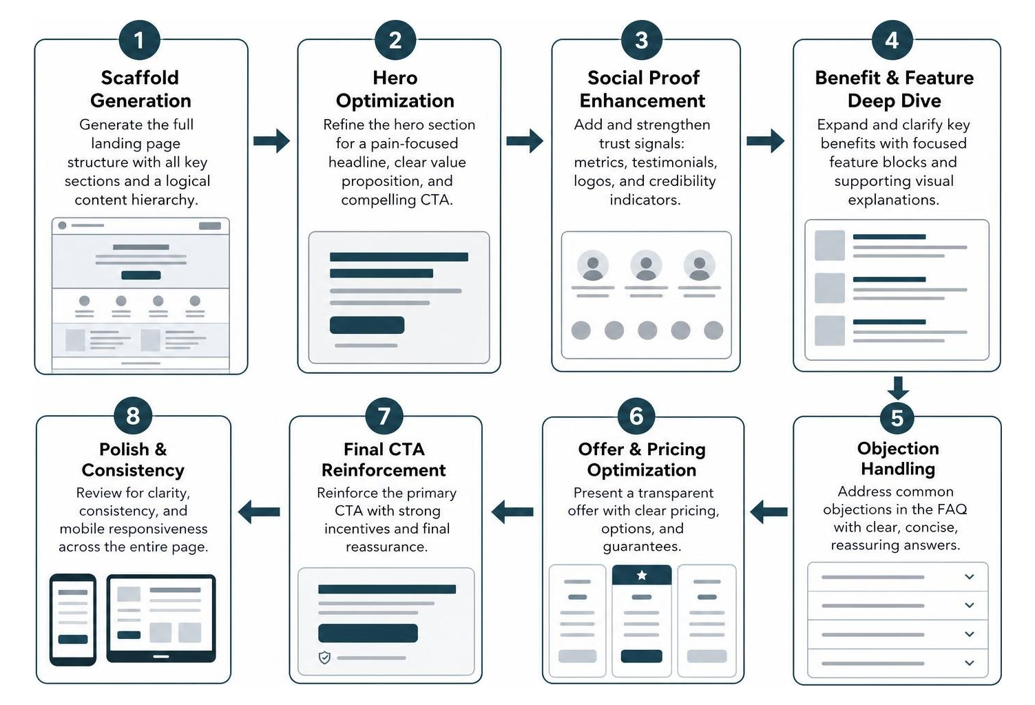 Sequential layered prompting workflow for landing page optimization Sequential layered prompting workflow for landing page optimization