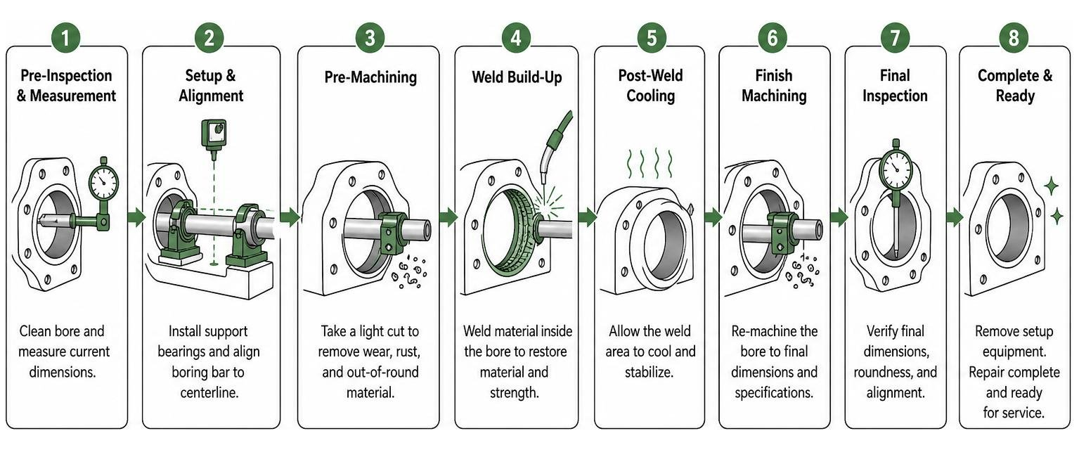 diagram of the step-by-step mobile line boring and welding process diagram of the step-by-step mobile line boring and welding process