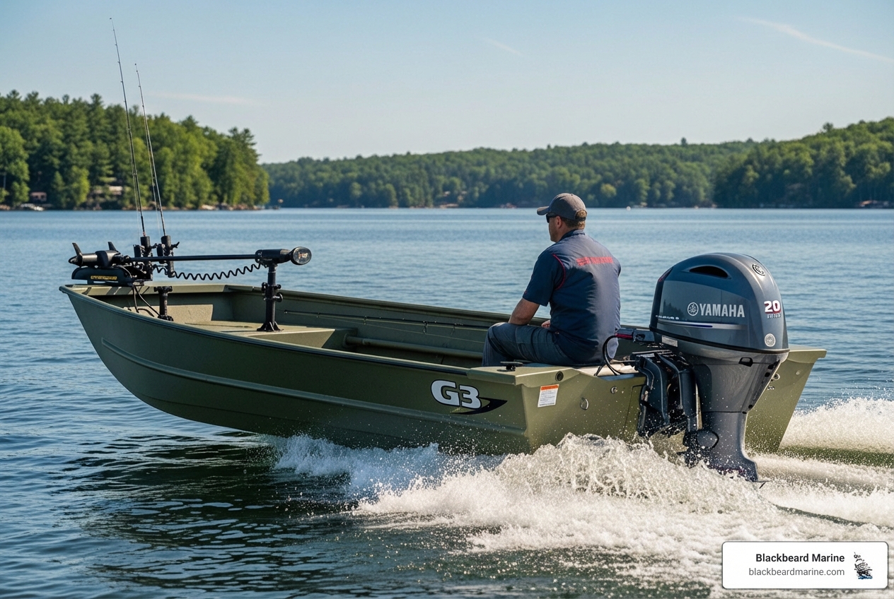Yamaha 20 HP outboard pushing a G3 jon boat across the water - 2026 yamaha 20 hp outboard