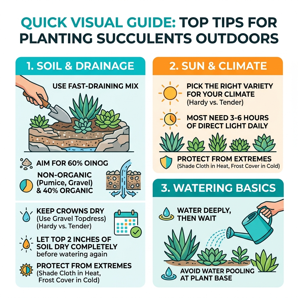 Quick visual guide: top tips for planting succulents outdoors including soil, sun, and watering basics - tips for planting Quick visual guide: top tips for planting succulents outdoors including soil, sun, and watering basics - tips for planting