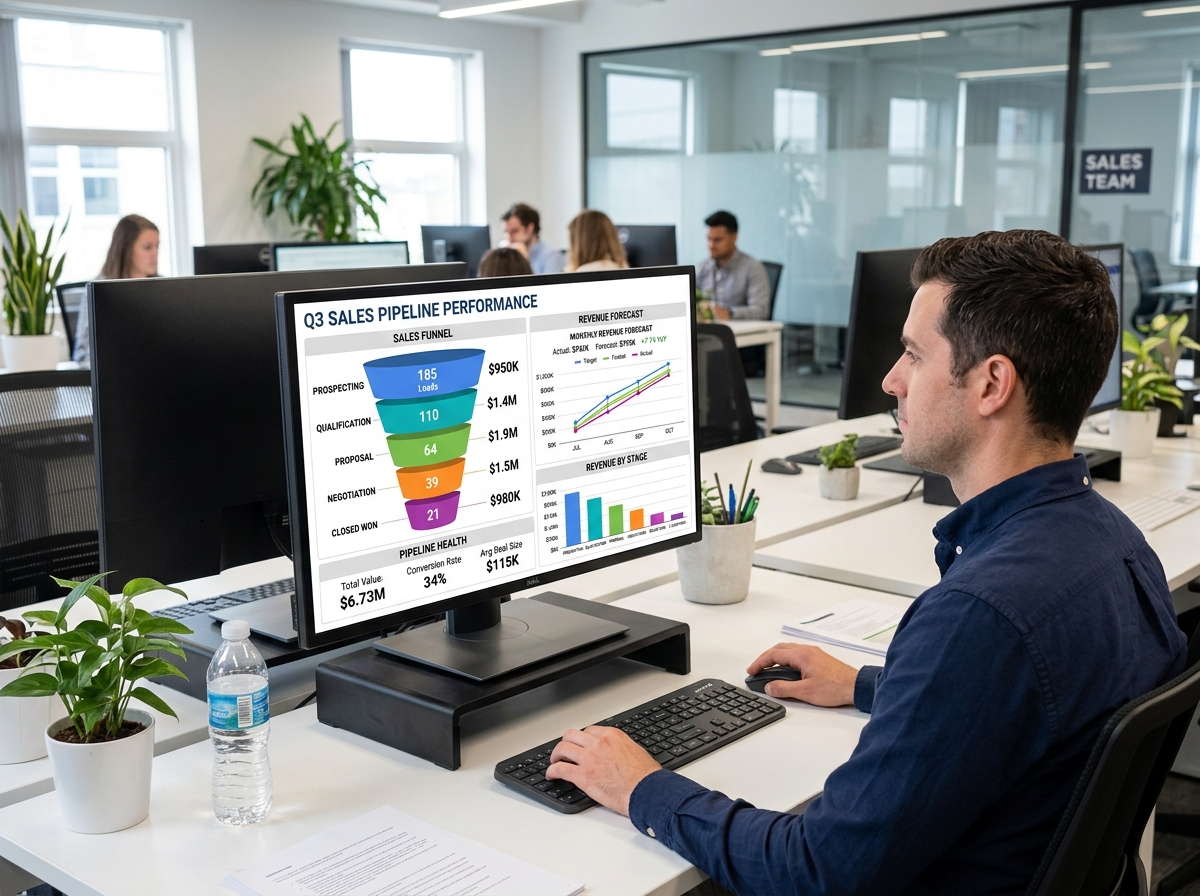 Sales pipeline health and revenue forecast report - CRM reporting tools