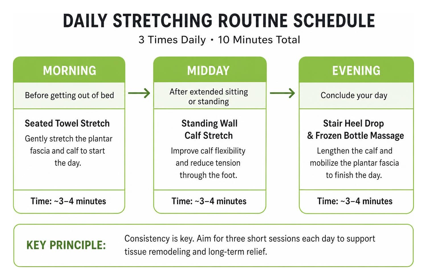 diagram of daily stretching routine schedule showing morning midday and evening diagram of daily stretching routine schedule showing morning midday and evening