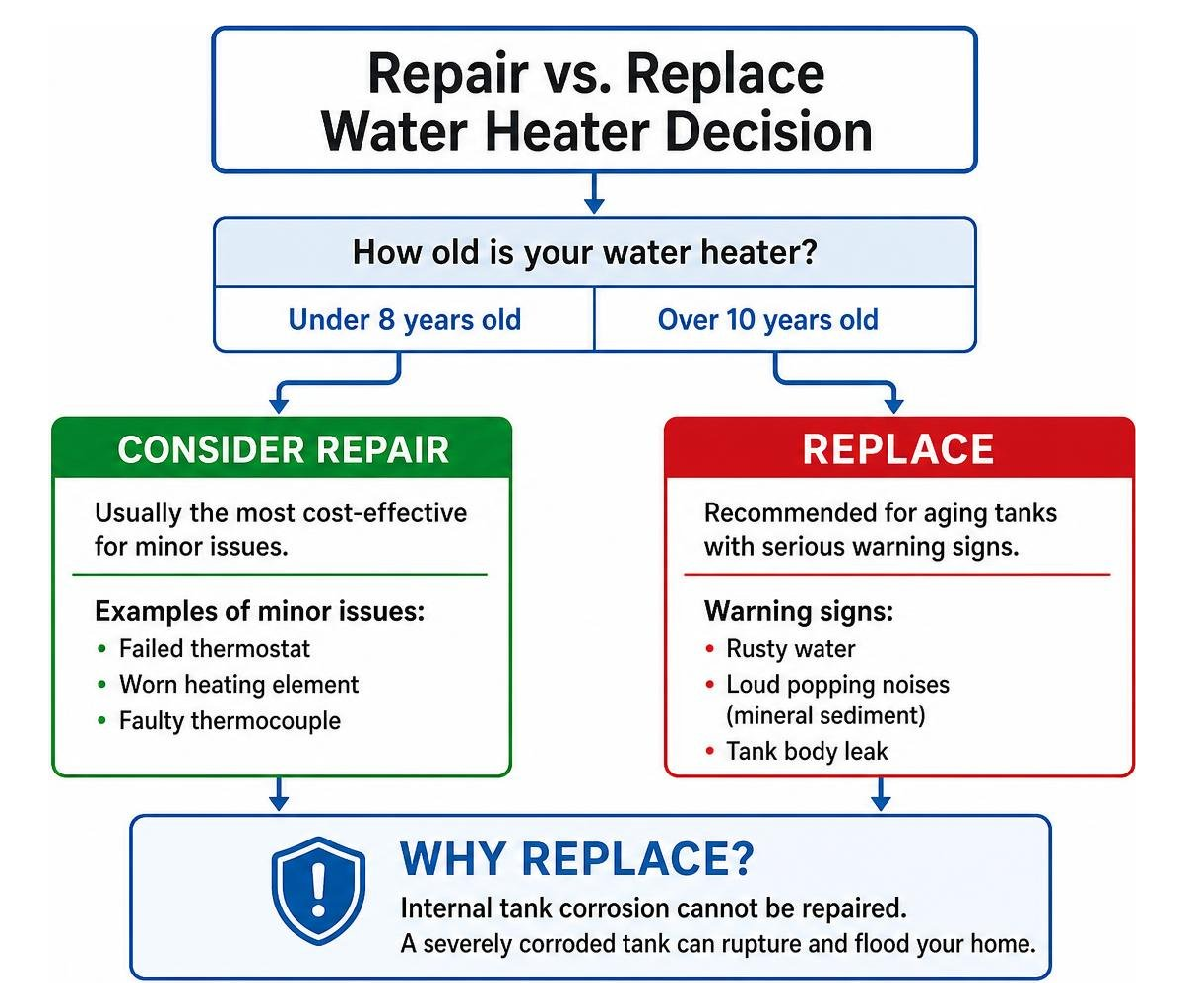 water heater repair versus replacement decision flowchart water heater repair versus replacement decision flowchart