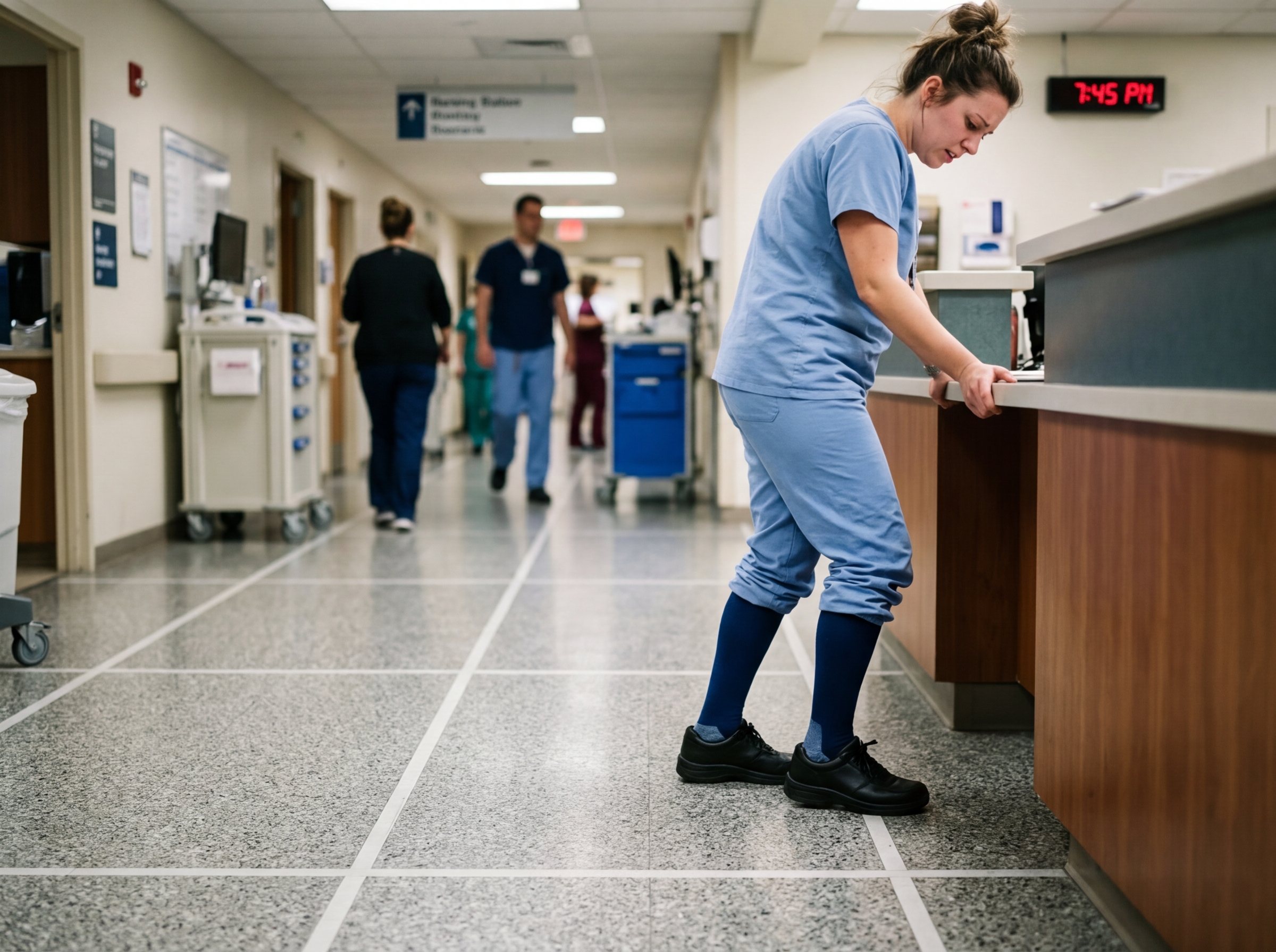 Professional standing on a hard floor for a long shift with flat feet - best insoles for flat feet standing all day Professional standing on a hard floor for a long shift with flat feet - best insoles for flat feet standing all day