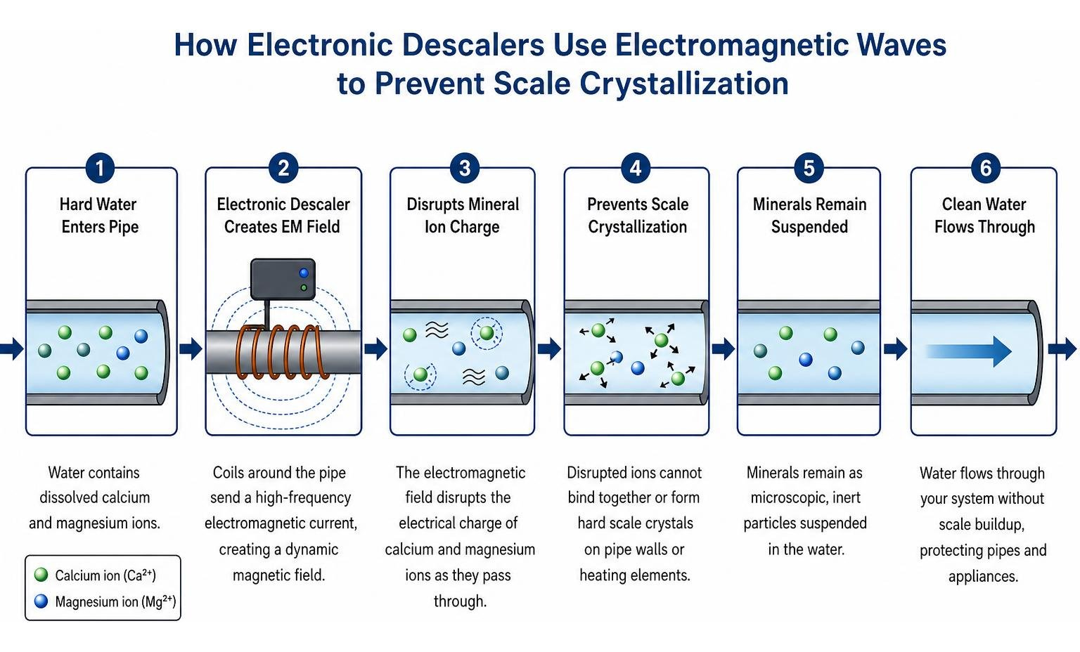 How electronic descalers use electromagnetic waves to prevent scale crystallization How electronic descalers use electromagnetic waves to prevent scale crystallization