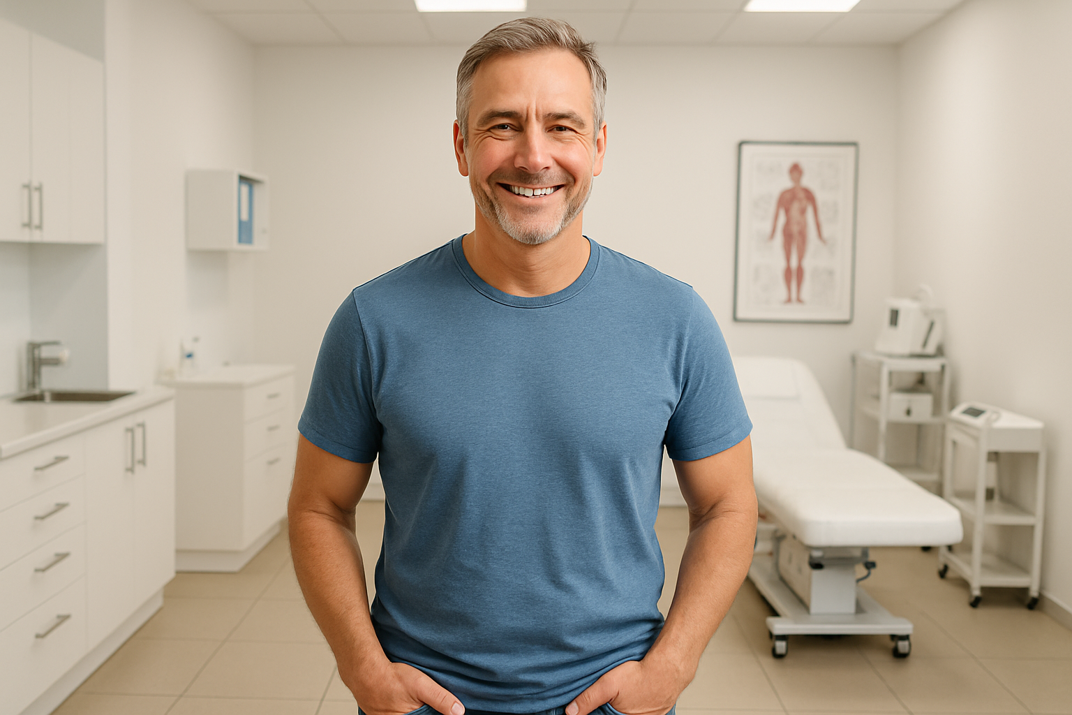 confident man after successful treatment - male clinic near me