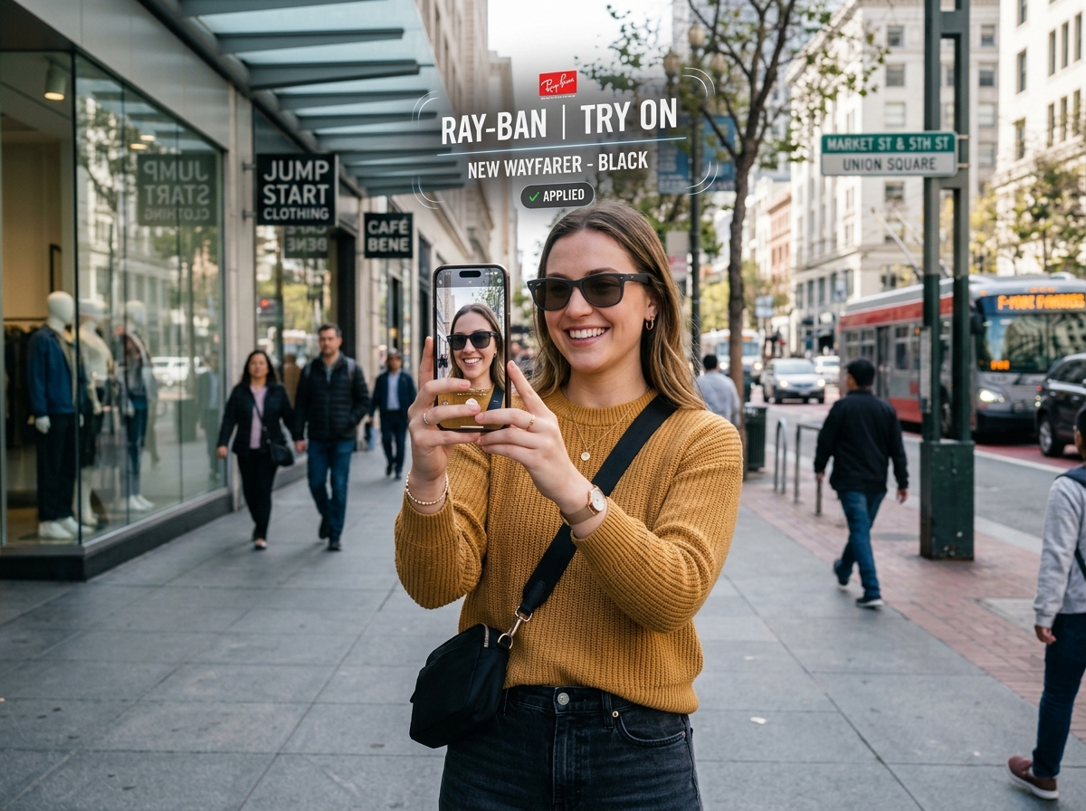 A consumer interacting with a brand through a mobile AR interface - creative digital marketing A consumer interacting with a brand through a mobile AR interface - creative digital marketing