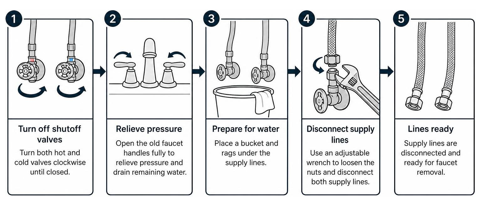 Water shutoff and line preparation process