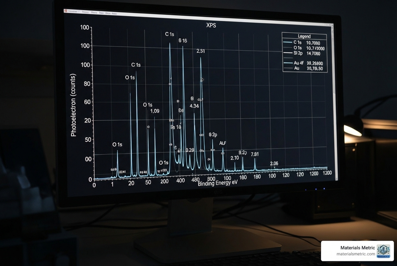 An XPS spectrum showing distinct elemental peaks, indicative of the sample's surface composition - advanced material characterization techniques