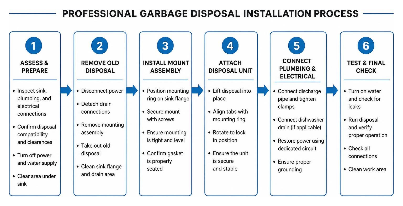 step-by-step process of professional garbage disposal installation step-by-step process of professional garbage disposal installation