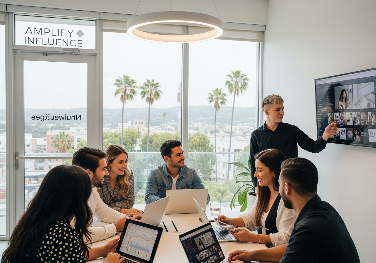 AI-powered creator search interface with filters for audience demographics and engagement rates - influencer marketing firm los angeles