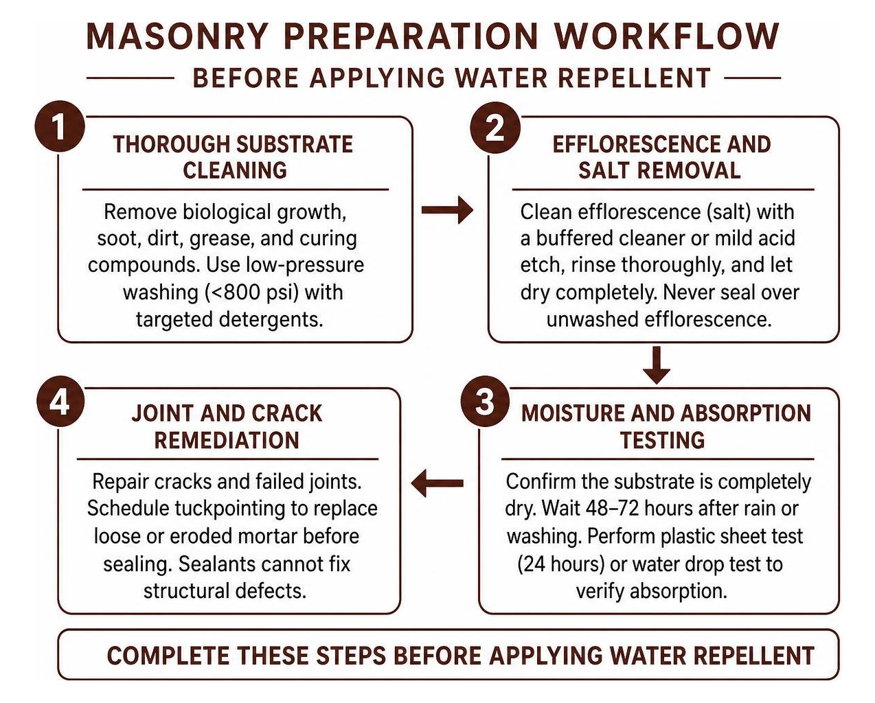 masonry preparation workflow before applying water repellent masonry preparation workflow before applying water repellent