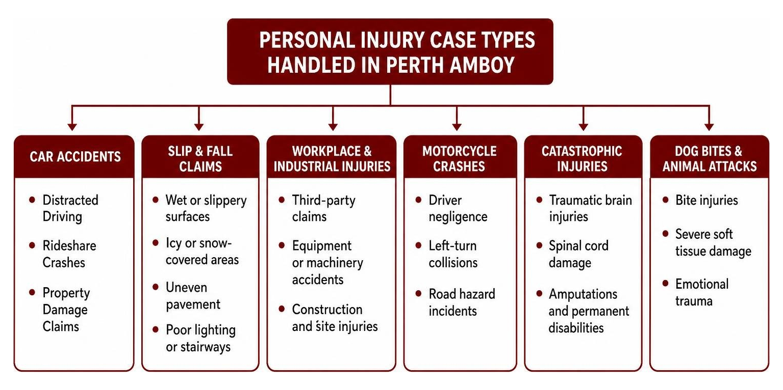 Overview of personal injury case types handled in Perth Amboy Overview of personal injury case types handled in Perth Amboy