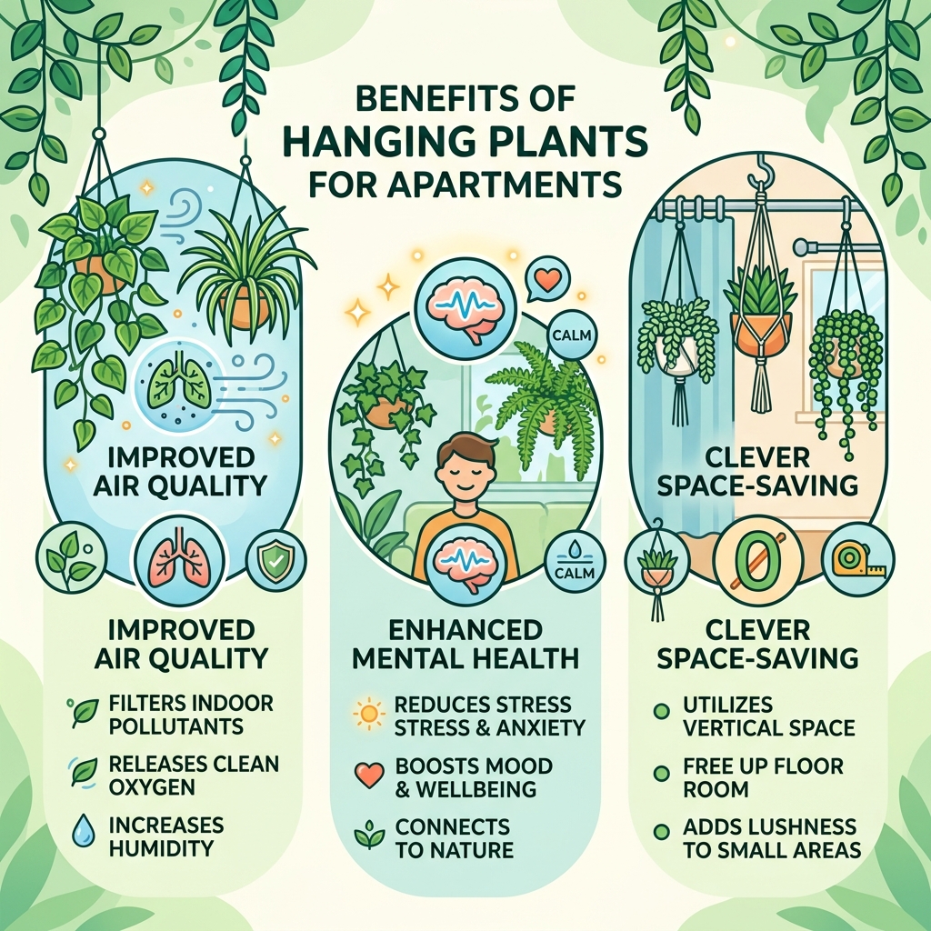Benefits of hanging plants for air quality, mental health, and space-saving in apartments - apartment hanging plants Benefits of hanging plants for air quality, mental health, and space-saving in apartments - apartment hanging plants