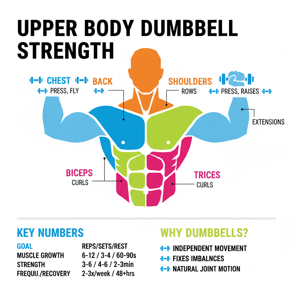 Major upper body muscle groups and dumbbell movement patterns for strength training - upper body strength workout with Major upper body muscle groups and dumbbell movement patterns for strength training - upper body strength workout with