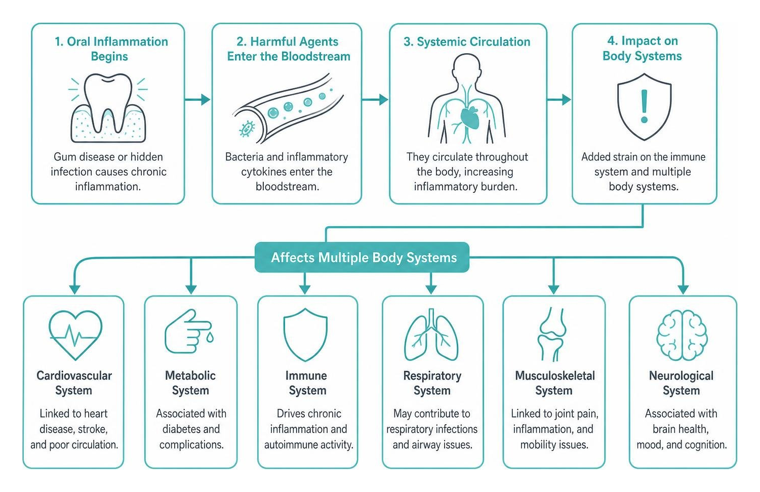 Interconnection between oral inflammation and systemic bodily systems Interconnection between oral inflammation and systemic bodily systems