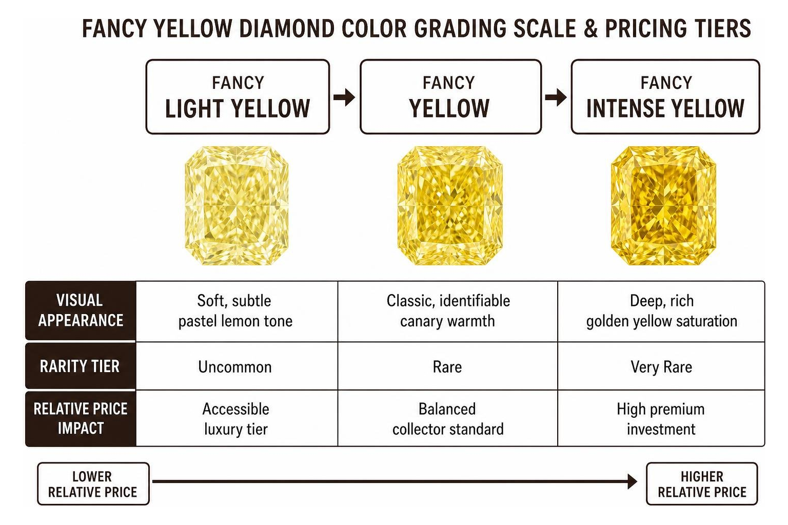 fancy color diamond grading scale and pricing tiers