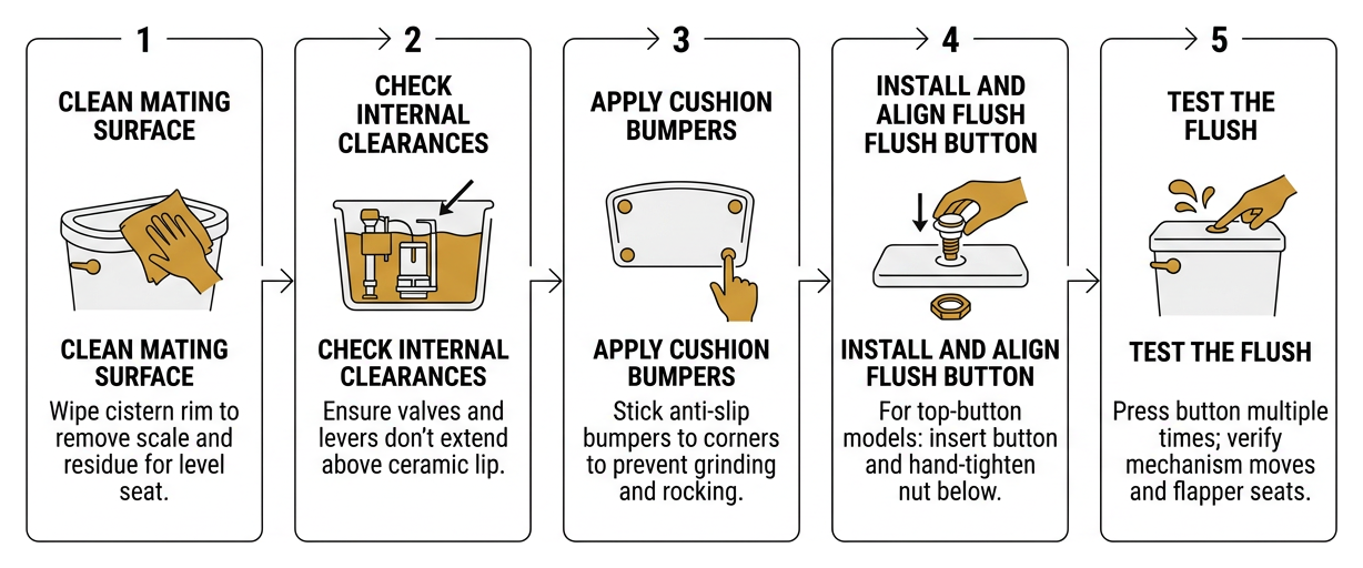 Step-by-step cistern lid installation workflow Step-by-step cistern lid installation workflow